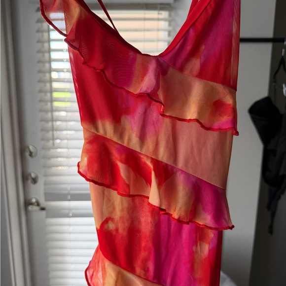 Colorful Ruffle Maxi Dress - Picture 2 of 3